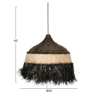 Chandelier made of sisal and abaca fibers with a natural/black shade 50x50x60hcmhm7788