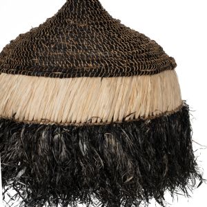 Chandelier made of sisal and abaca fibers with a natural/black shade 50x50x60hcmhm7788