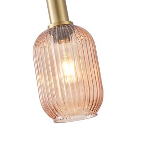 Chandelier made of embossed glass 1xε27 Max15w 130x200x1200mm Amber Arte Illumina Topaz
