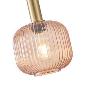 Chandelier made of embossed glass 1xε27 Max15w 200x180x1200mm Amber Arte Illumina Topaz