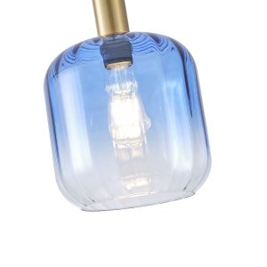 Chandelier made of embossed glass 1xε27max15w 200x210mmx160cm blue Arte Illumina Topaz