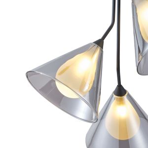 Glass chandelier, 3 lamps, G9 Max 3x10w 420x1680mm, Fume Arte Illumina Delta