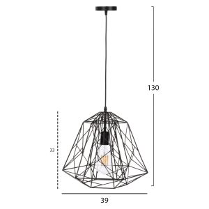Black metal chandelier with diamond shape 39x34x130hcm Hm4066
