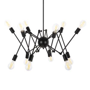 Chandelier with 12 lights Hm4167 black metal D92x120hcm