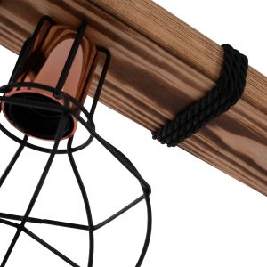 Chandelier with 2 lamps with wood and metal grilles 40x16x63hcm Hm7681,01
