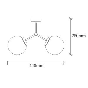 Chandelier with 2 bodies in black and white 44x15x28cm