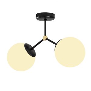 Chandelier with 2 bodies in black and white 44x15x28cm