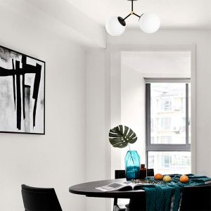 Chandelier with 2 bodies in black and white 44x15x28cm