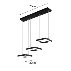 Chandelier with 3 lamps Benor Led black metal 70x20x15cm