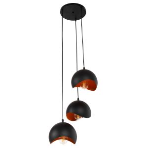 Chandelier with 3 lamps Hm4166,01 metal spheres in black-orange D20x112hcm