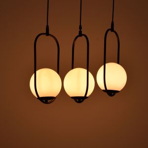 Chandelier with 3 lamps Lavol E27, black metal, 30x3x70cm