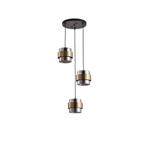 Chandelier with 3 lamps, rosette, 3xe27, max. 15w, max. 15w, 430x1215 mm, max. 15w, black gold, Arte Illumina Reliac