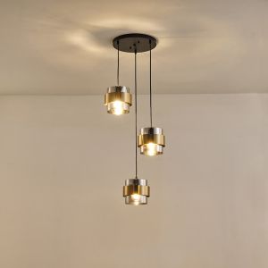 Chandelier with 3 lamps, rosette, 3xe27, max. 15w, max. 15w, 430x1215 mm, max. 15w, black gold, Arte Illumina Reliac