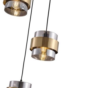 Chandelier with 3 lamps, rosette, 3xe27, max. 15w, max. 15w, 430x1215 mm, max. 15w, black gold, Arte Illumina Reliac