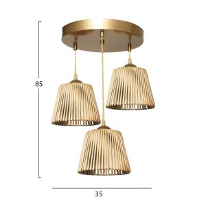 Chandelier with 3 lights Bamboo Gold Hm7512,01 35x85cm