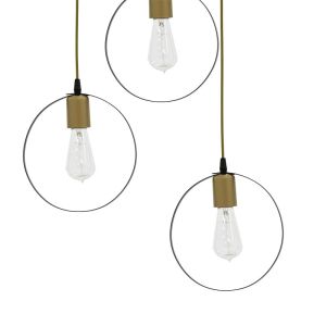Chandelier with 3 lights Kasper E27 color black/gold D30x79cm