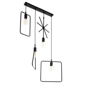 Chandelier with 4 lamps Hm4099 black metal - geometric shapes 70x38x106hcm