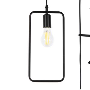 Chandelier with 4 lamps Hm4099 black metal - geometric shapes 70x38x106hcm