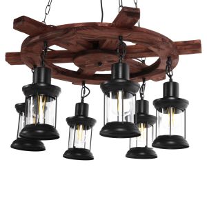 Chandelier with 6 lamps Hm4116 wood-metal-glass 119hcm