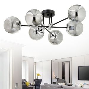 Chandelier with 6 Led lamps in black color D70x25cm