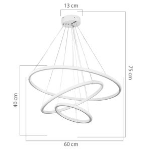 Chandelier with Led lights 60-80w white D60x100cm