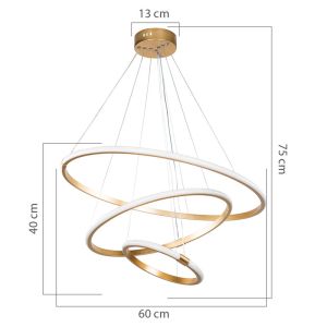 Chandelier with Led lights 60-80w gold D60x100cm