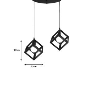 Chandelier with two lamps Kibe Ii black metal 48x28cm