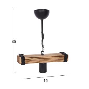 Chandelier with wooden board and chain, 15x11x35hcm Hm7697,01