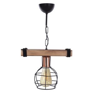 Chandelier with wooden and metal grid, 30x16x50hcm Hm7680,01