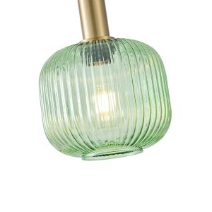 Chandelier with embossed glass 1xε27 Max15w 200x180x1200mm green Arte Illumina Topaz
