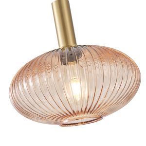 Chandelier with embossed glass 1xε27 Max15w Φ300mm Amber Arte Illumina Topaz