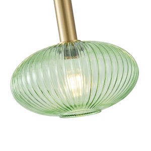 Chandelier with embossed glass 1xε27 Max15w Φ300x171x1200mm green Arte Illumina Topaz