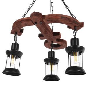 Chandelier with 3 lamps Hm4115 wood-metal-glass 115hcm