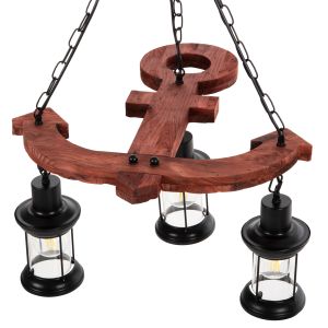 Chandelier with 3 lamps Hm4115 wood-metal-glass 115hcm