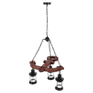 Chandelier with 3 lamps Hm4115 wood-metal-glass 115hcm