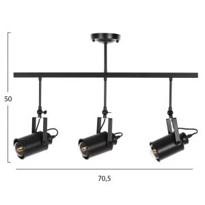 Chandelier with 3 lamps Hm4124 black metal with spotlights 70.5x14x50hcm