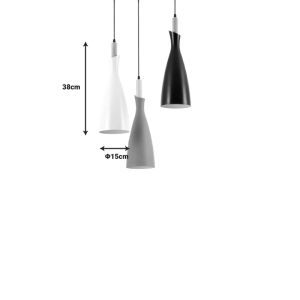 Chandelier with three lamps Eracile I black-white-gray metal 30x30x138cm