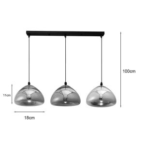 Chandelier with three lamps Ovalone I silver-gold-bronze metal-glass D58x16.5cm