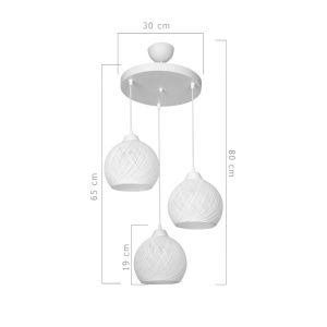 Chandelier with three lamps Pwl-0973 I E27 white D35x18cm