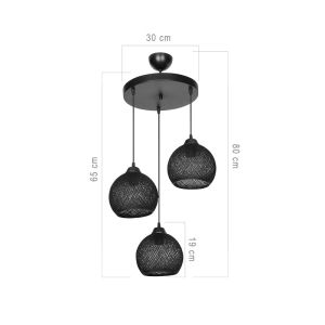 Chandelier with three lamps Pwl-0973 I E27 black D35x18cm