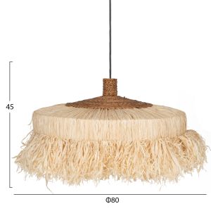 Chandelier with cylindrical shade made of sisal fibers in natural color 80x80x45hcmhm7790