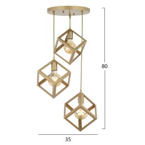 Triple metal chandelier gold Hm7419,02 35x80