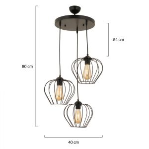 Triple chandelier black metal Hm7564,01 40x80