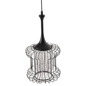 Chandelier black metal and white textile D24x130hcm Hm4087