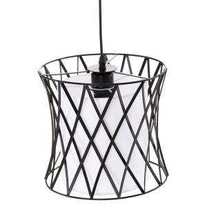 Chandelier black metal, white synthetic textile D25x120hcm Hm4106