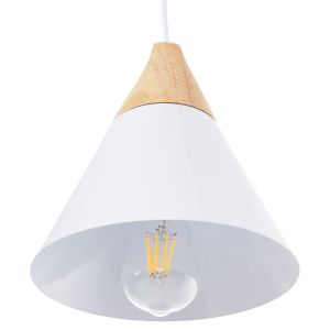 Chandelier, white metal - wooden detail, D22x115hcm Hm4149