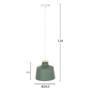 Chandelier, green aluminum - white cable, D30x123.5hcm Hm4158.05