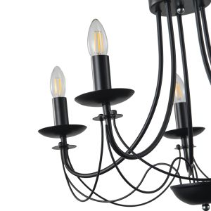 Chandelier, clear glass, 5 lamps, 5xe27, max. 15w, 470x630 mm, black, Arte Illumina Vault