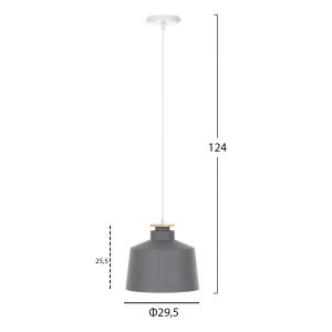 Chandelier, gray aluminum - white cable, D30x123.5hcm Hm4158.03