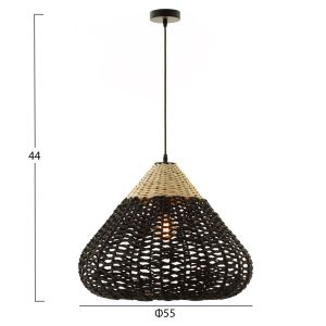 Chandelier, paper rope in beige and black, D55.5x44hcm Hm4346